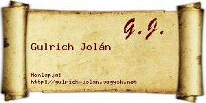 Gulrich Jolán névjegykártya